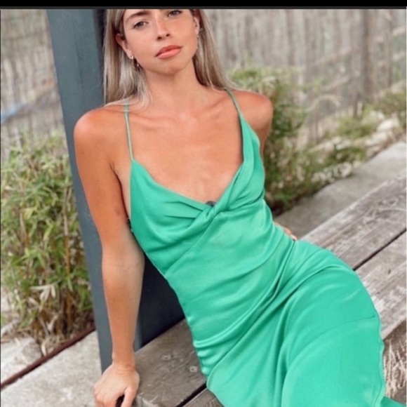 Zara Satin Effect Knotted Midi Slip Dress XS - Picture 4 of 7